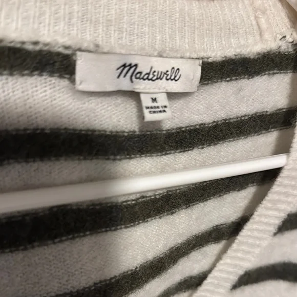 Madewell Black and White V-Neck Sweater - Picture 3 of 5